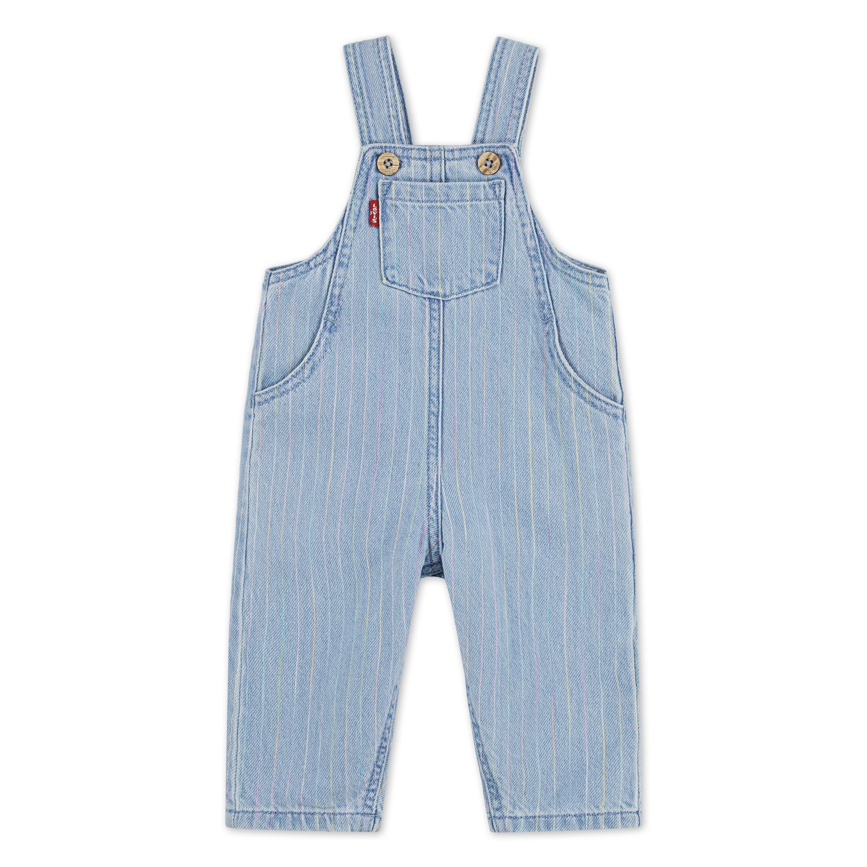 Levi's Baby Girls' Rainbow Stripe Light Wash Denim Overalls - LIGHT BLUE
